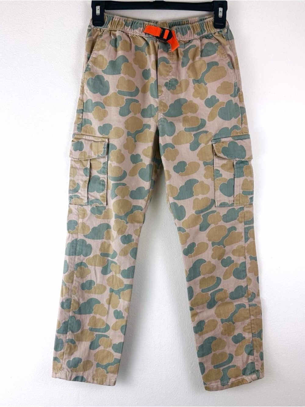 Hanna Andersson Girls Cloud Cargo Pants Size 12 Camouflage Belted Elastic Waist
